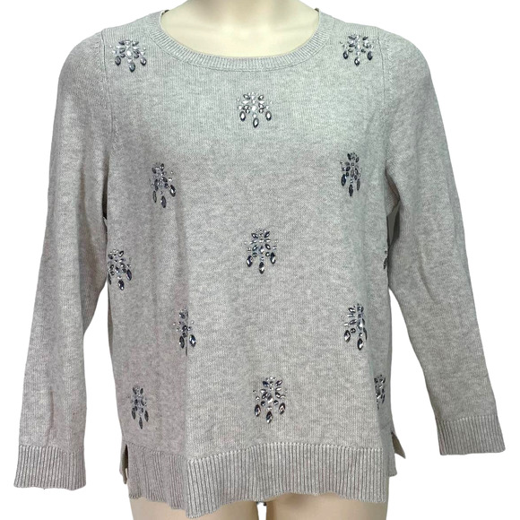 Lane Bryant Sweaters - Lane Bryant Embellished Knit Sweater Women's Gray Bejeweled Size 14/16 XL
